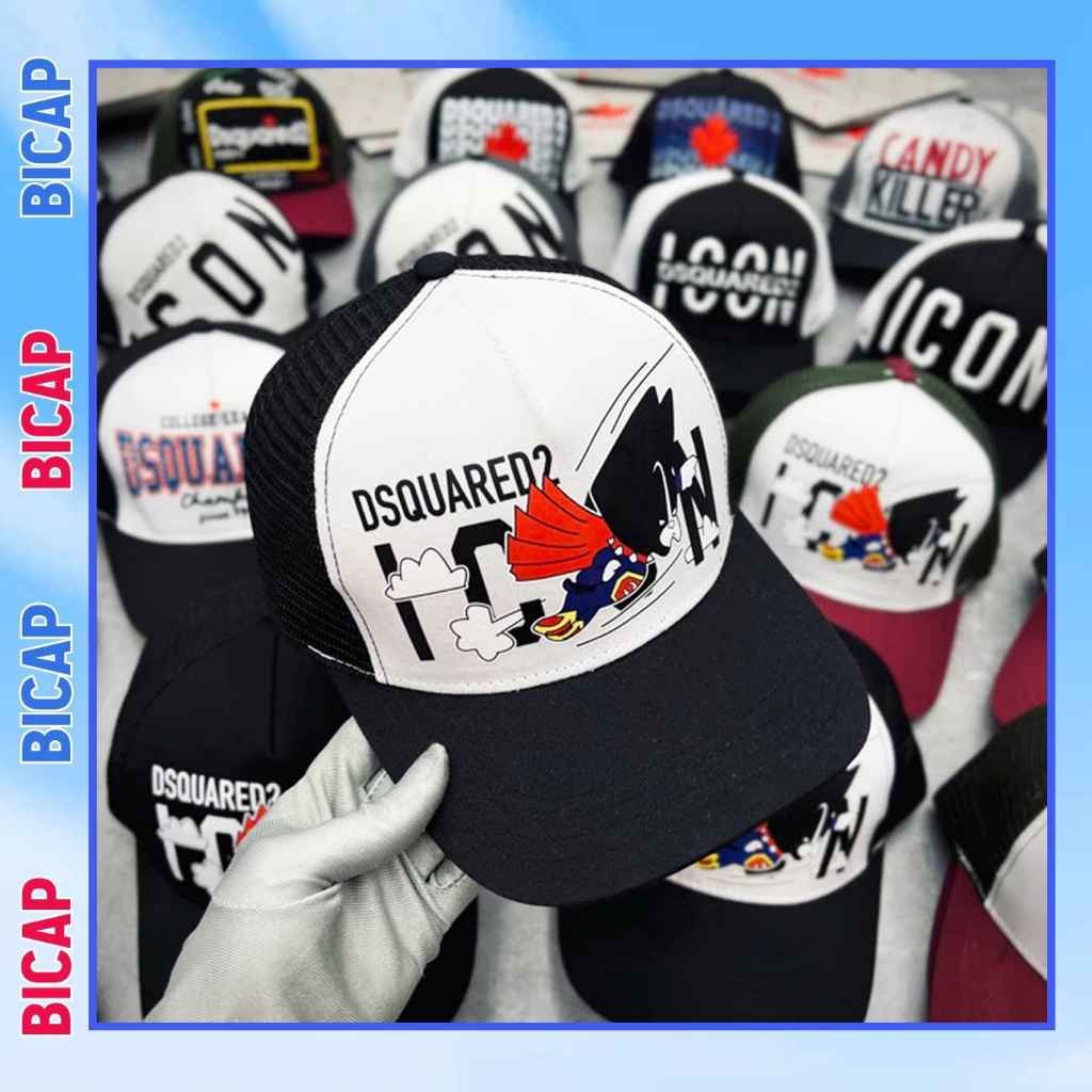 Mũ Lưỡi Trai DSQUARED2 Khoá Nút Thời Trang Nam Nữ, nón kết kaki phối lưới Dsquared2 hình rơi thoáng 