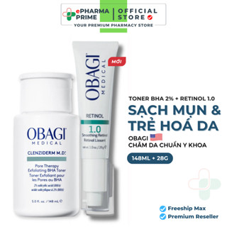   COMBO  Dung dịch Obagi Clenziderm M.D BHA Toner 148ml và Kem Chống Lão Hóa & Tái Tạo Da 360 Retinol 1.0 New 28g 