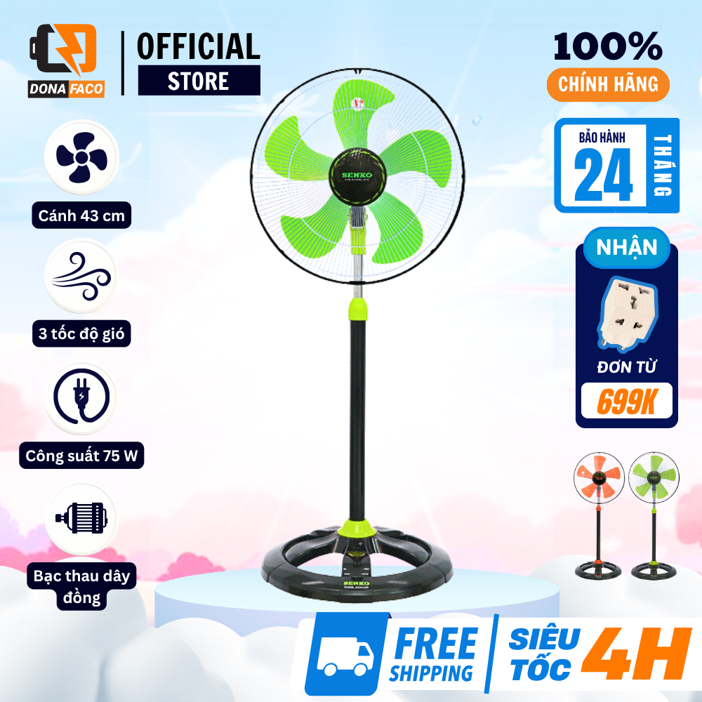 Quạt đứng Senko DCN1807 75W, Quạt cây công nghiệp lồng sắt chính hãng gió mạnh bảo hành 24 tháng
