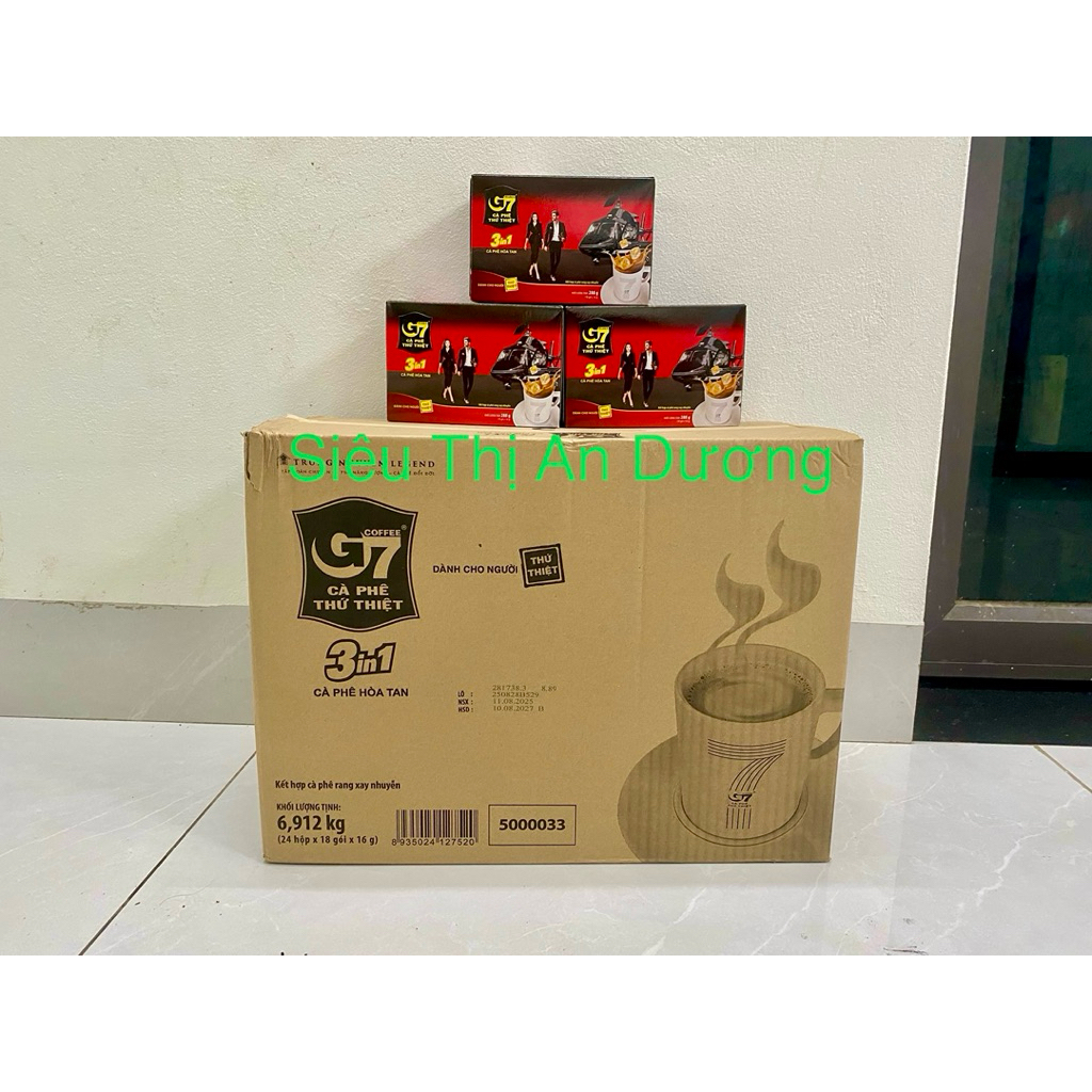 Thùng 24 hộp Cà Phê Sữa Hoà Tan G7 hộp 288 gram (18 gói x 16g)
