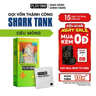 Bao Cao Su PlayAh Super Invisible Siêu Mỏng Hộp 3/10 size 52mm, nhiều gel, truyền nhiệt