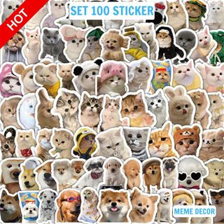  Bộ 120 sticker meme chó mèo hài hước dễ thương hình dán cắt sẵn 3-5cm trang trí laptop sổ tay vali 