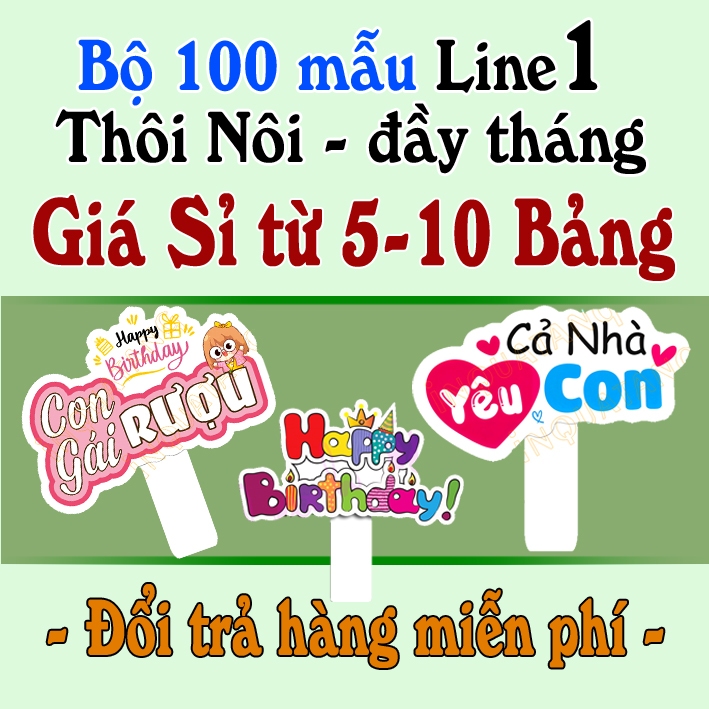 Hashtag Sinh Nhật, (mẫu 300 - 399) bảng cầm tay sinh nhật, hashtag thôi nôi, chụp hình đầy tháng