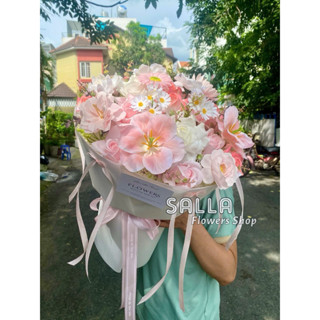Bó hoa sáp mix tông hàn quốc giấy xốp hàn size 340.[Qùa tặng sinh nhật.....]