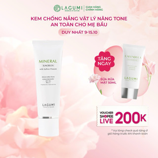 Kem chống nắng vật lý nâng tone, kiềm dầu, dưỡng sáng LAGUMI saffron SPF50+/ PA+++ an toàn cho cả mẹ bầu