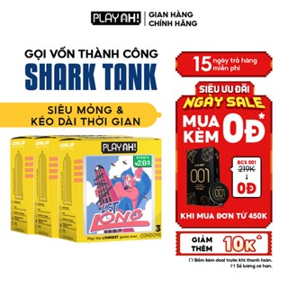 Combo 2 hộp/3 hộp Bao Cao Su PlayAh Last Long Siêu Mỏng Kéo Dài Thời Gian Hộp 3 bao size 52mm