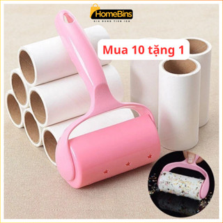 Combo 10 Lõi Tặng 1 Cán - Cây Lăn Bụi 10cm, Làm Sạch Quần Áo Ga Giường Sofa Lông Chó Mèo