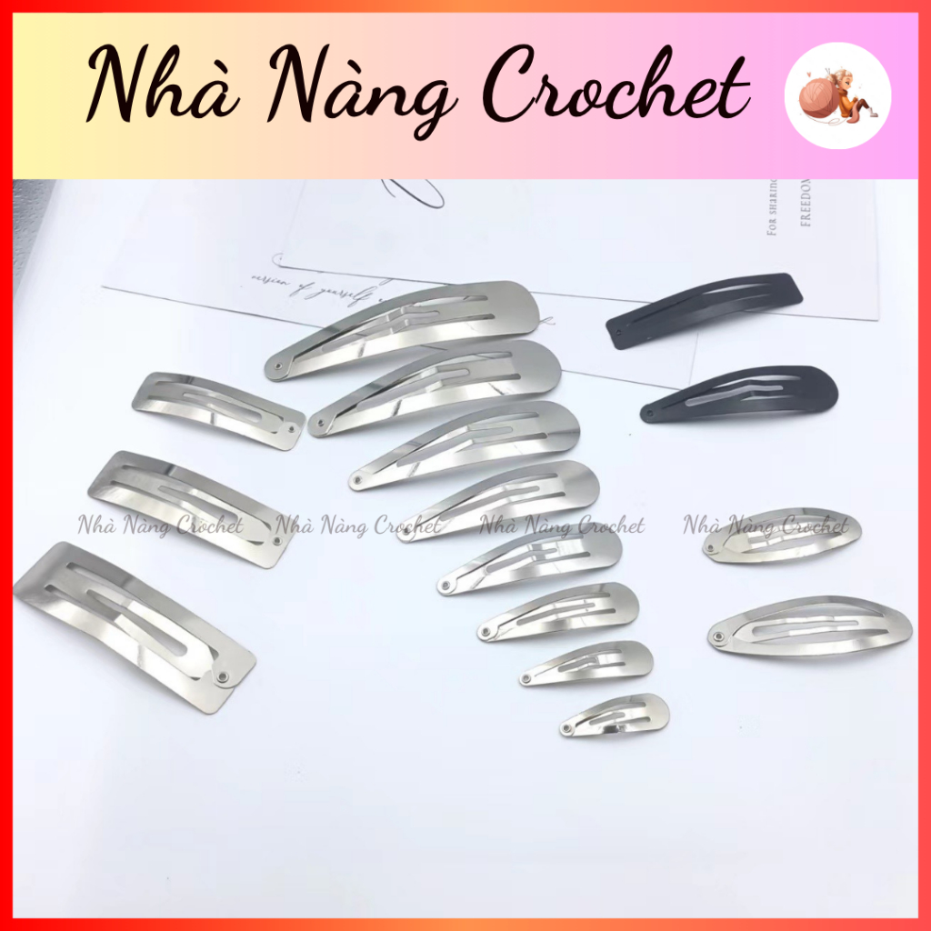  Set 10 Phôi Kẹp Tóc Trơn + Nỉ 3cm 5cm 6cm 7cm kẹp tóc trơn - Nhà Nàng Crochet 
