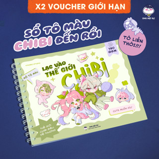 Sổ Tô Màu - Giấy 190gsm - Lạc Vào Thế Giới Chibi - Tô Màu Chì/Marker/Gouache/Acrylic - Ong Mặt Bự