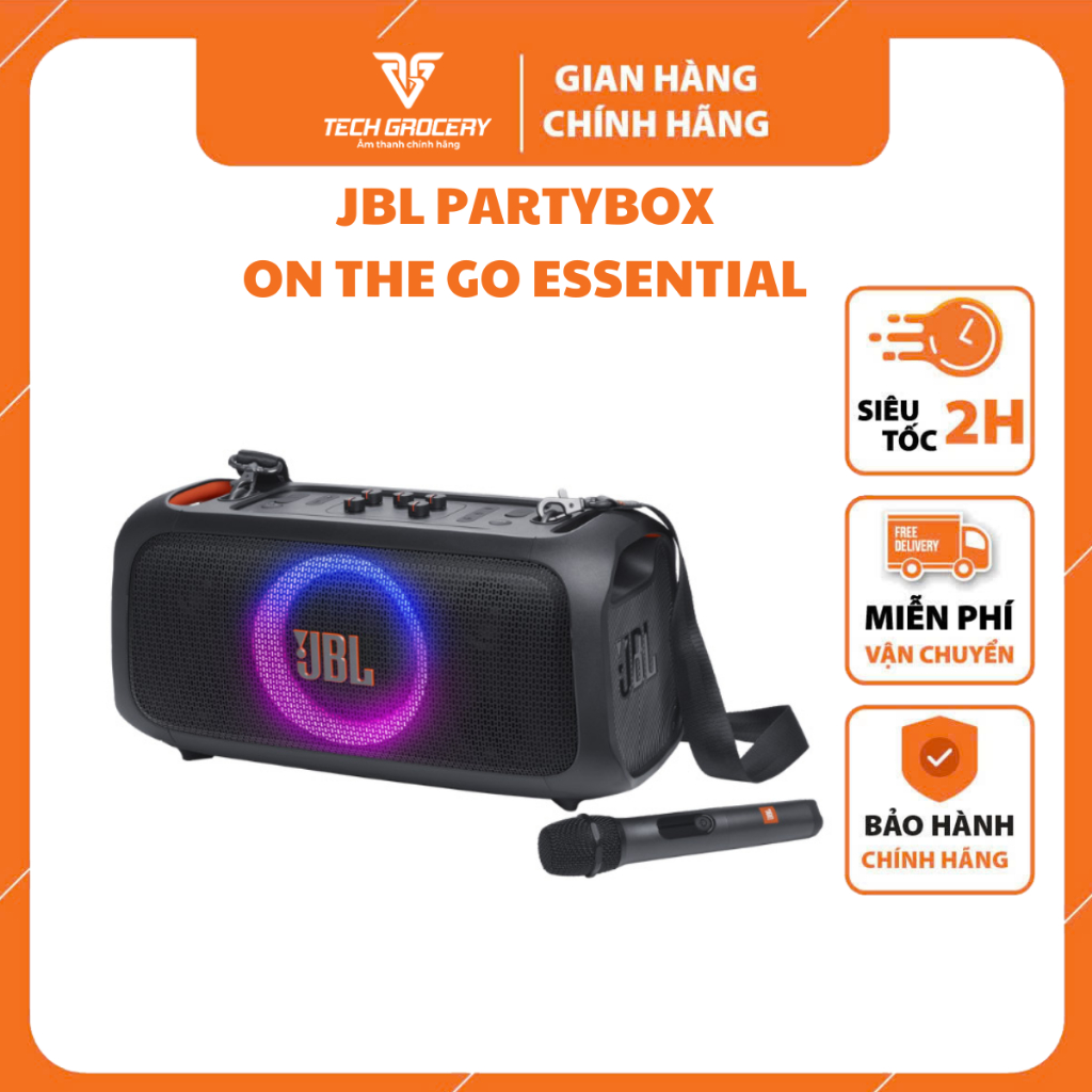 Loa Bluetooth JBL Partybox On The Go Essential , Công suất 100w Là Bản Mới 2024 Kèm Sẵn 1 Micro Chín