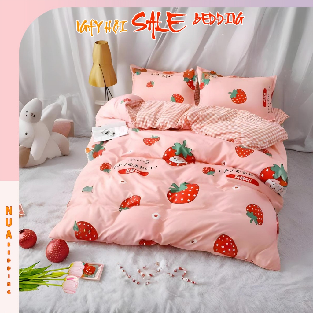 Bộ Ga Gối 3 Món 1m6x2m và 1m8x2m, Drap Giường, Ga Trải Giường + 2 Vỏ Gối Cotton Poly Nua Bedding