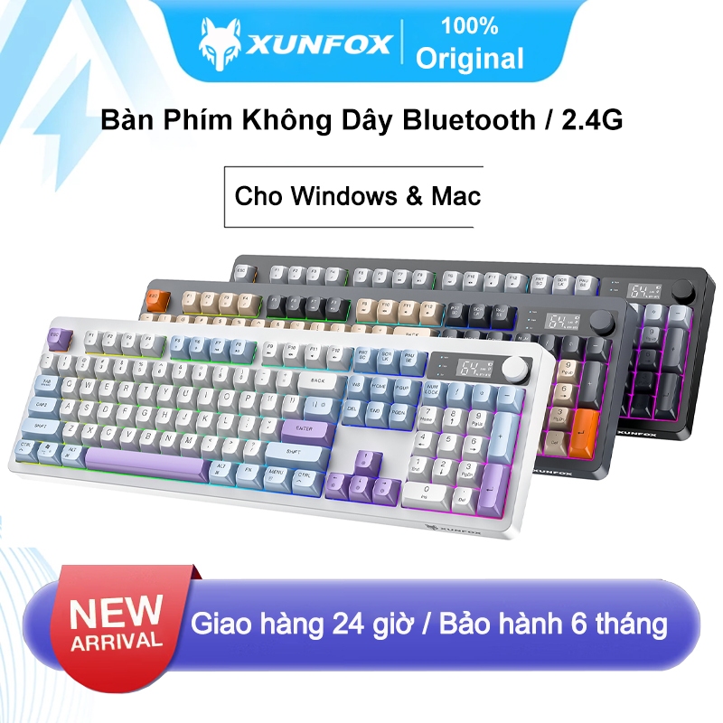 XUNFOX TK100 Bàn Phím Không Dây Dual Mode Bluetooth/2.4GHz - Hỗ Trợ Win và Mac / Đèn RGB | BigBuy360 - bigbuy360.vn