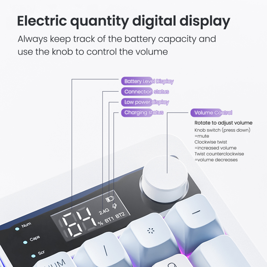 XUNFOX TK100 Bàn Phím Không Dây Dual Mode Bluetooth + 2.4GHz - Đèn RGB | BigBuy360 - bigbuy360.vn