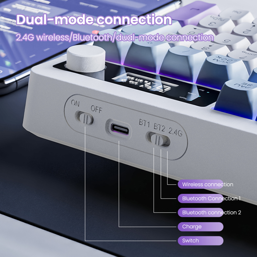 XUNFOX TK100 Bàn Phím Không Dây Dual Mode Bluetooth + 2.4GHz - Đèn RGB | BigBuy360 - bigbuy360.vn