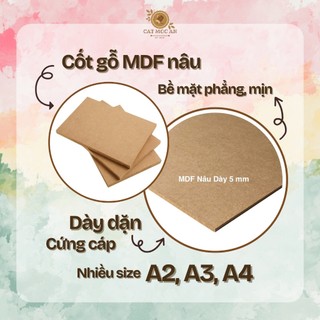 [catmocan] Bảng Gỗ dày 6mm A2, A3, A4 Kê Giấy Vẽ - Gỗ MDF Cốt Nâu