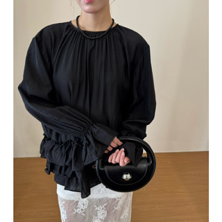  MOON Blouse | mir.byhi | Áo tay dài nhún bèo tơ Hàn 