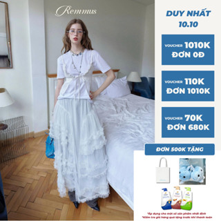 Claire Skirt - Remmus | Chân váy dài xếp tầng ren trắng dáng xoè cho nữ