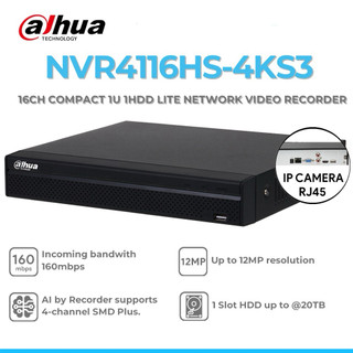 Đầu Ghi Hình 16 Kênh Dahua NVR 4116HS-4KS3 Chính hãng.add được camera nội địa