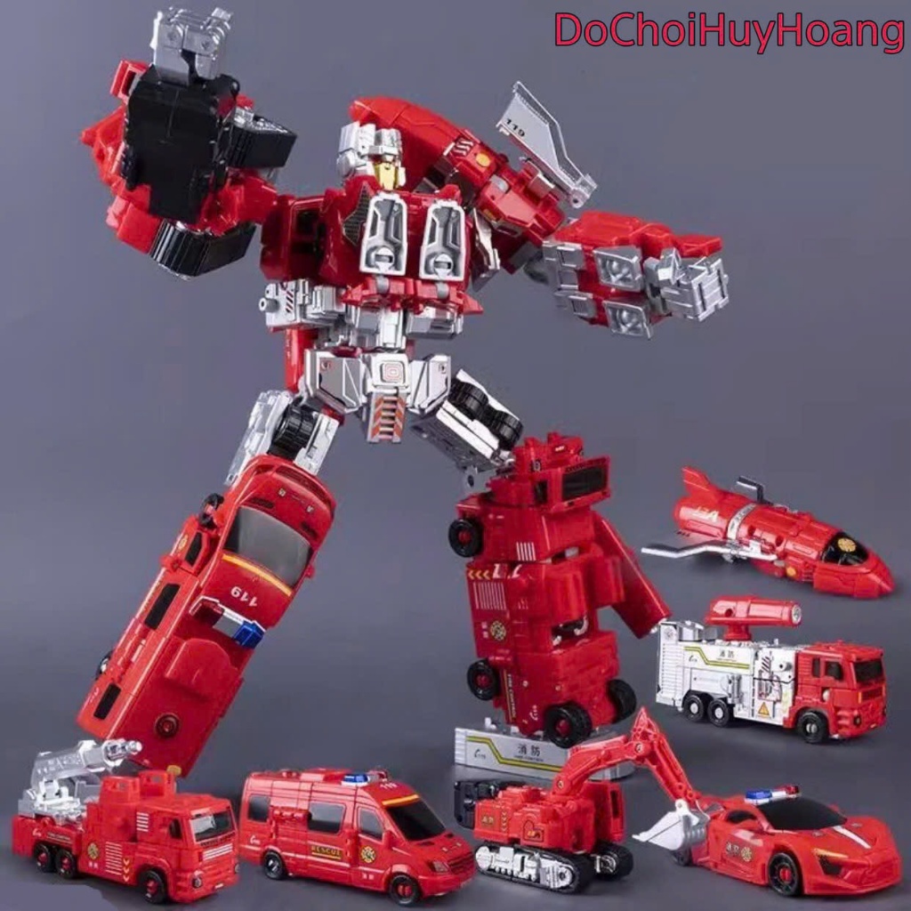 Mô hình robot Devastator 6in1 xe cứu hỏa 26cm 8693
