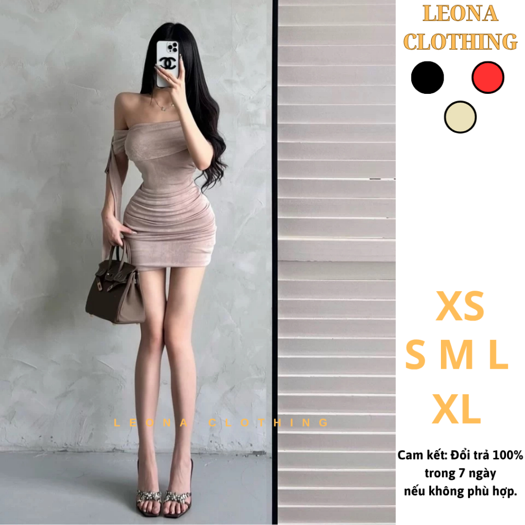 Đầm Trễ Vai Body Vải Nhũ Ôm Eo - DM00010 - Leona Clothing.