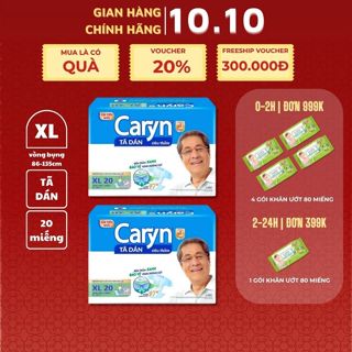 Combo 2 - Tã/Bỉm dán người lớn siêu thấm Caryn size M / L / XL - 20 miếng