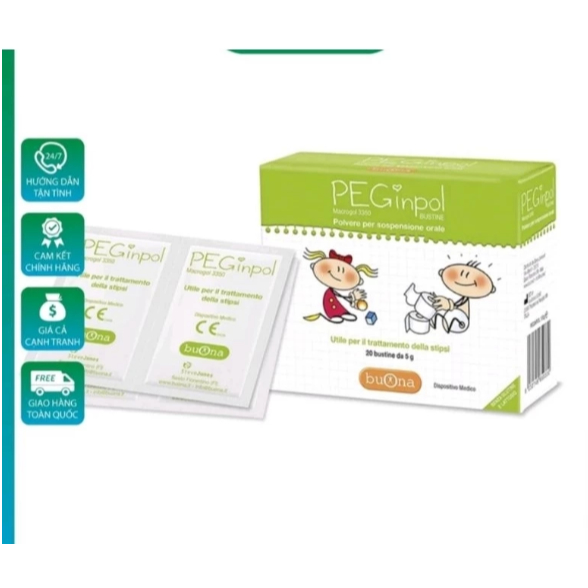 Buona Peginpol ( Hộp 20 Gói 5g)- Hỗ Trợ Táo Bón Cấp Và Mãn Tính Cho Trẻ Em