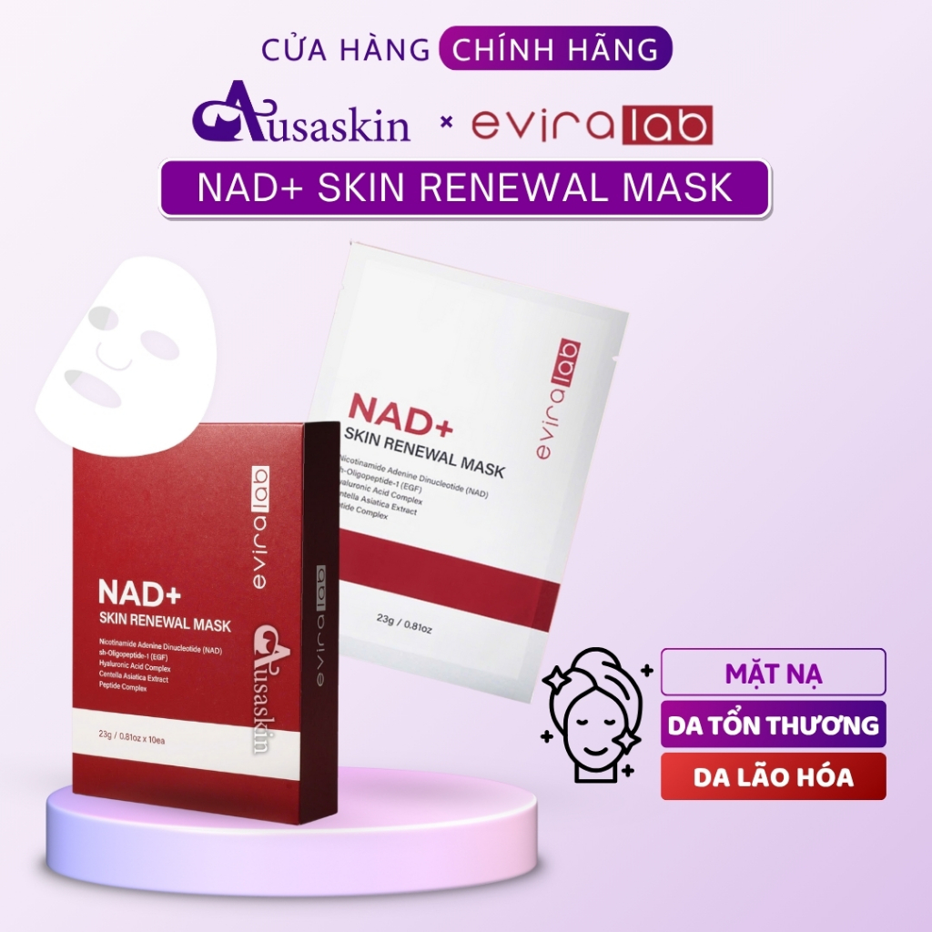 Hộp Mặt Nạ Tái Tạo Năng Lượng Tế Bào Eviralab NAD+ Skin Renewal Mask 5-10 Miếng