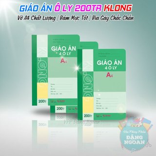 Giáo Án 4 Ô Ly KLong 200 Trang - Vở A4 Chất Lượng, Bám Mực Tốt, Bìa Gáy Chắc Chắn - VPP Đặng Ngoan