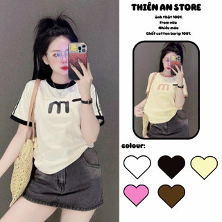Áo Baby Tee Chữ M Borip Quảng Châu L1 Phối Màu Co Dãn 4 Chiều - Thiên An Shop