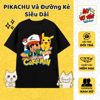 Áo Vớ Vẩn Pokemon Cokemon Siêu đỉnh, Áo Thun Oversize Meme hài Anime, text vui, Premium Cotton 4 chiều nam nữ mùa hè