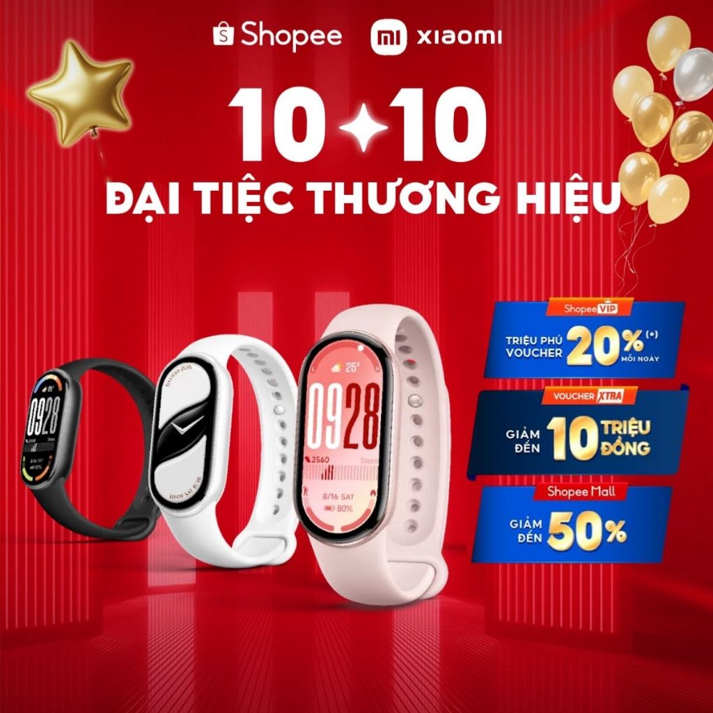 Vòng Đeo Tay Thông Minh Xiaomi Mi Smart Band 10 / AMOLED 1.72" / Chống Nước 5ATM – Phiên Bản Quốc Tế, Bảo Hành 12 Tháng