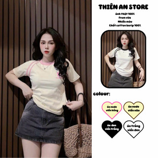 Áo Baby Tee Borip Quảng Châu L1 Co Dãn 4 Chiều Sọc Tay Chữ B - Thiên An Shop