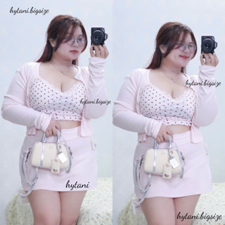 SẴN [BIGSIZE XL–4XL] Set Áo Váy Bigsize Nữ Hồng Pastel 3 Món Dáng Ôm Body, Nữ Tính, Tôn Dáng Hottrend 2025