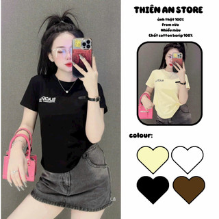 Áo Baby Tee Trơn Chữ BLACK Borip Quảng Châu 4 Chiều Tay Ngắn - Thiên An Shop