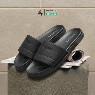 Dép quai ngang MANADO Mã MND39, Dép lê nam da bò, đế cao su mềm, chống trượt khâu chắc chắn - BH 6 tháng