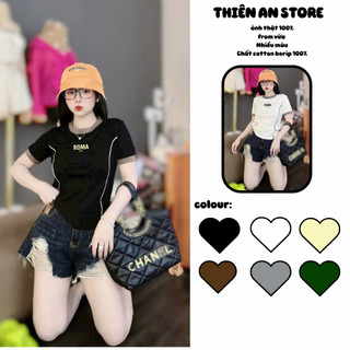 Áo Baby Tee Viền Mảnh Chữ ROMA Borip Co Dãn 4 Chiều - Thiên An Shop