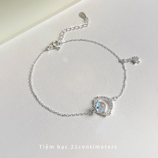  Lắc tay bạc Nguyệt Quế Đá Moon Lắc tay Tiệm bạc 21 Centimeters 