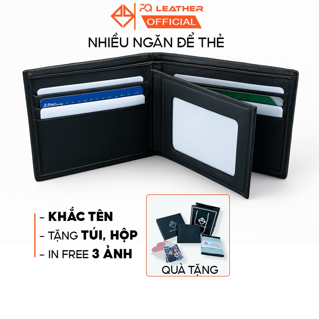 Ví nam khắc tên theo yêu cầu PQ Leather PV66 ngang fullbox làm quà tặng cho người yêu, bạn hoặc bố