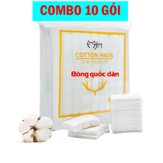  Combo 10 Bông tẩy trang 3 lớp Cotton  Túi 222 miếng  