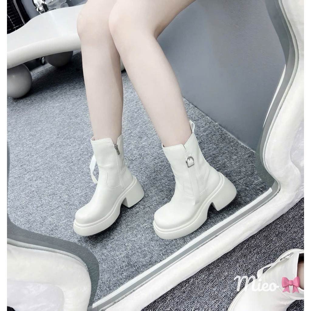 Boot Thấp Cổ MIJILI MPB Trắng Đen Full Size 35-39  -  M1025