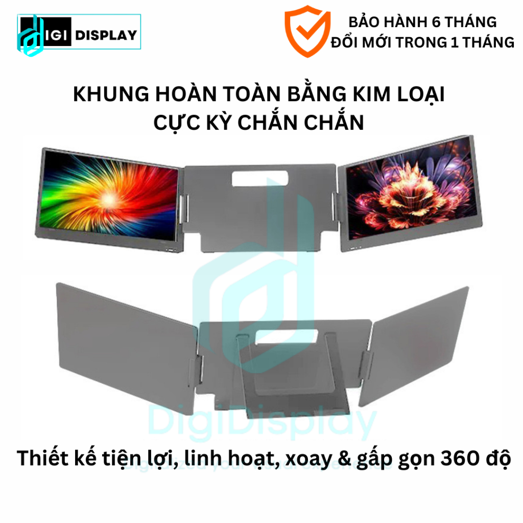 Bộ màn hình đôi di động 14/15.6 inch FHD 100%sRGB cho laptop, Full HD IPS - Tri-Screen for laptop workstation | BigBuy360 - bigbuy360.vn