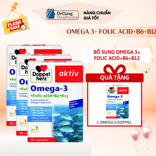  COMBO 3 HỘP Dầu Cá Omega 3 Doppelherz - Bổ Sung Omega 3 Acid Folic Duy Trì Sức Khỏe Tim Mạch  30V  