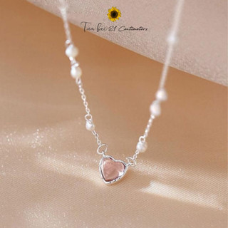  Dây chuyền bạc Pink heart Dây chuyền Tiệm bạc 21Centimeters 