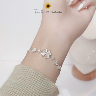 Lắc tay bạc Dây rút cỏ 4 lá, Lắc tay Tiệm bạc 21Centimeters