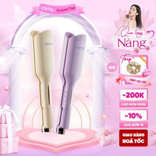 Máy uốn tóc hippie xoăn sóng nước ion âm Camy Aura rãnh sâu 32mm ceramic hẹn giờ thông minh BH 12th