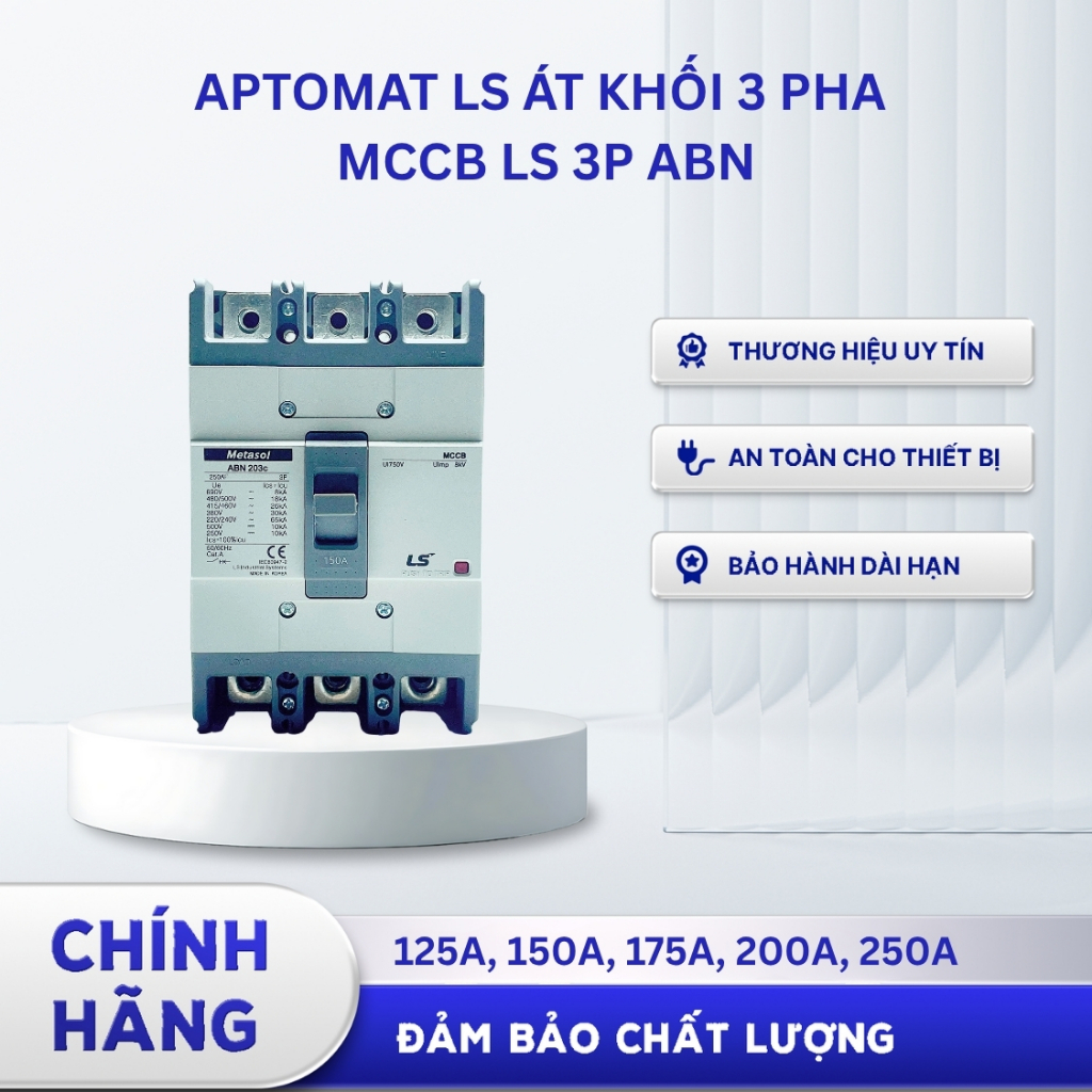 Aptomat 3 Pha MCCB LS 3P ABN 125A~250A, Cầu Dao Điện LS ABN 3P, Át Khối 3 Pha