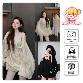   SET 3 MÓN - KÈM QUẦN  VÁY REN TRONG PHỐI ÁO NGOÀI TƠ CHOÀNG THỤNG TIỂU THƯ SANG CHẢNH by PINKS.tore 