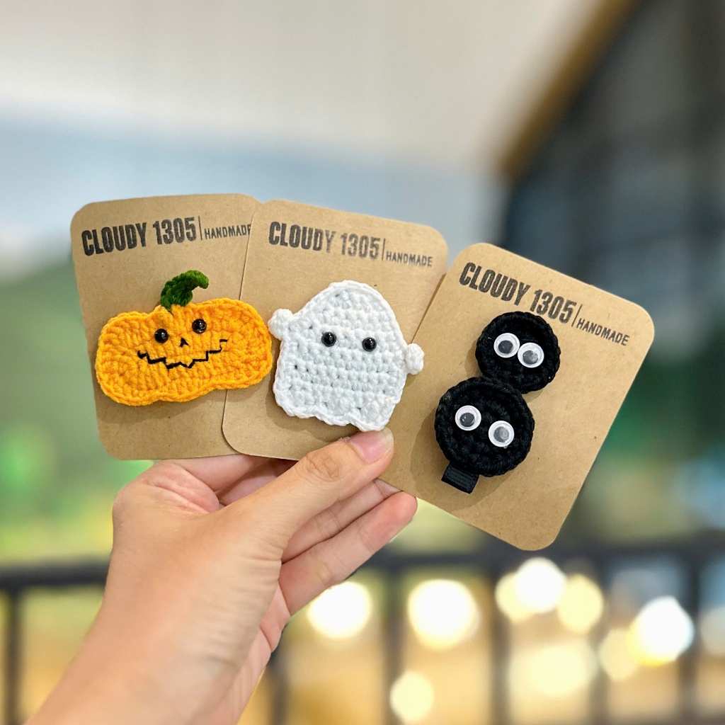 Kẹp tóc len halloween cute cho bé made by Cloudy's mami