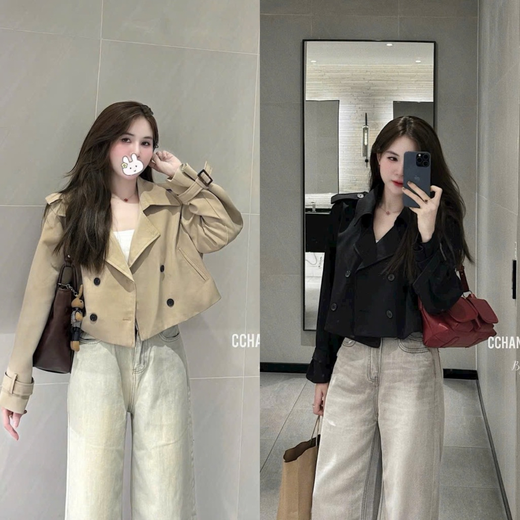 [A0.255] Áo Mangto Dáng Croptop Cổ Bẻ Hàng 2 Lớp Có Đệm Vai Chất Tuyết Gold Dày Dặn 3 Màu | BigBuy360 - bigbuy360.vn