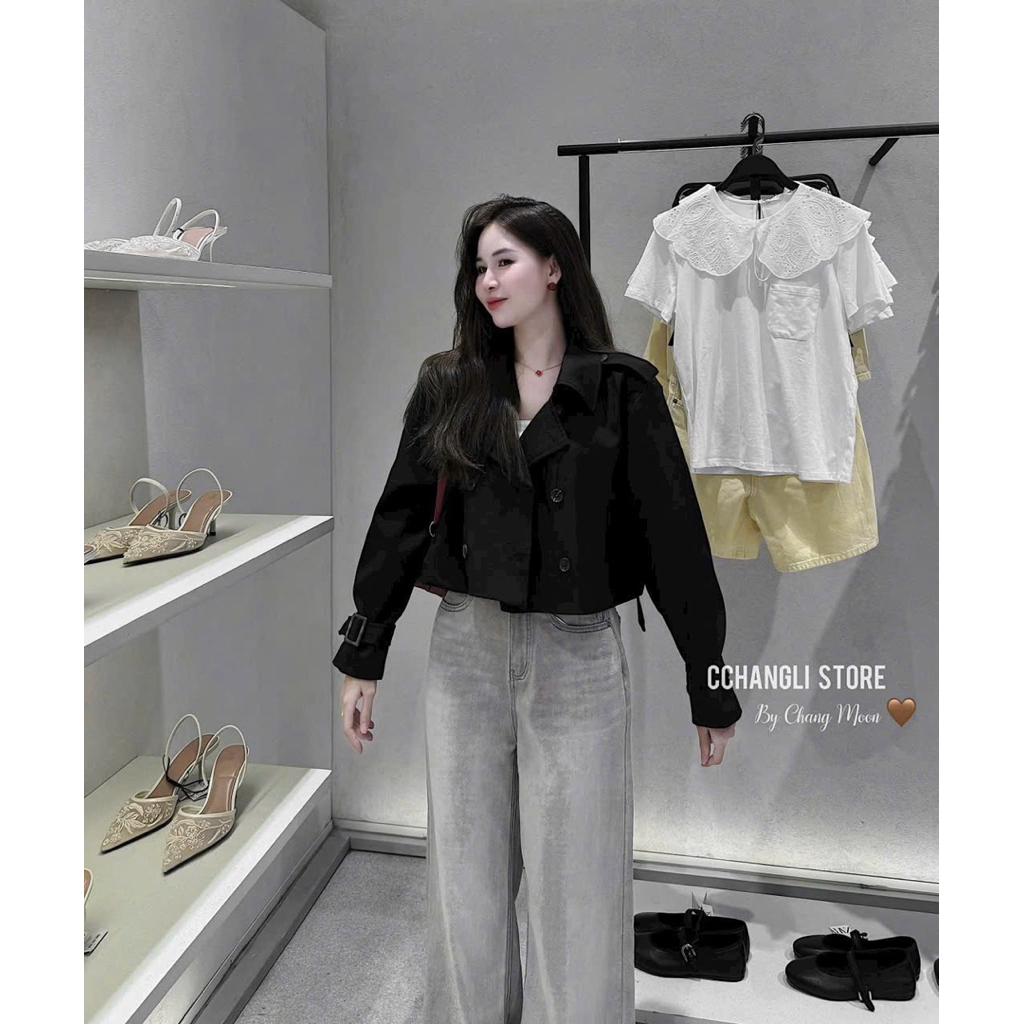 [A0.255] Áo Mangto Dáng Croptop Cổ Bẻ Hàng 2 Lớp Có Đệm Vai Chất Tuyết Gold Dày Dặn 3 Màu | BigBuy360 - bigbuy360.vn